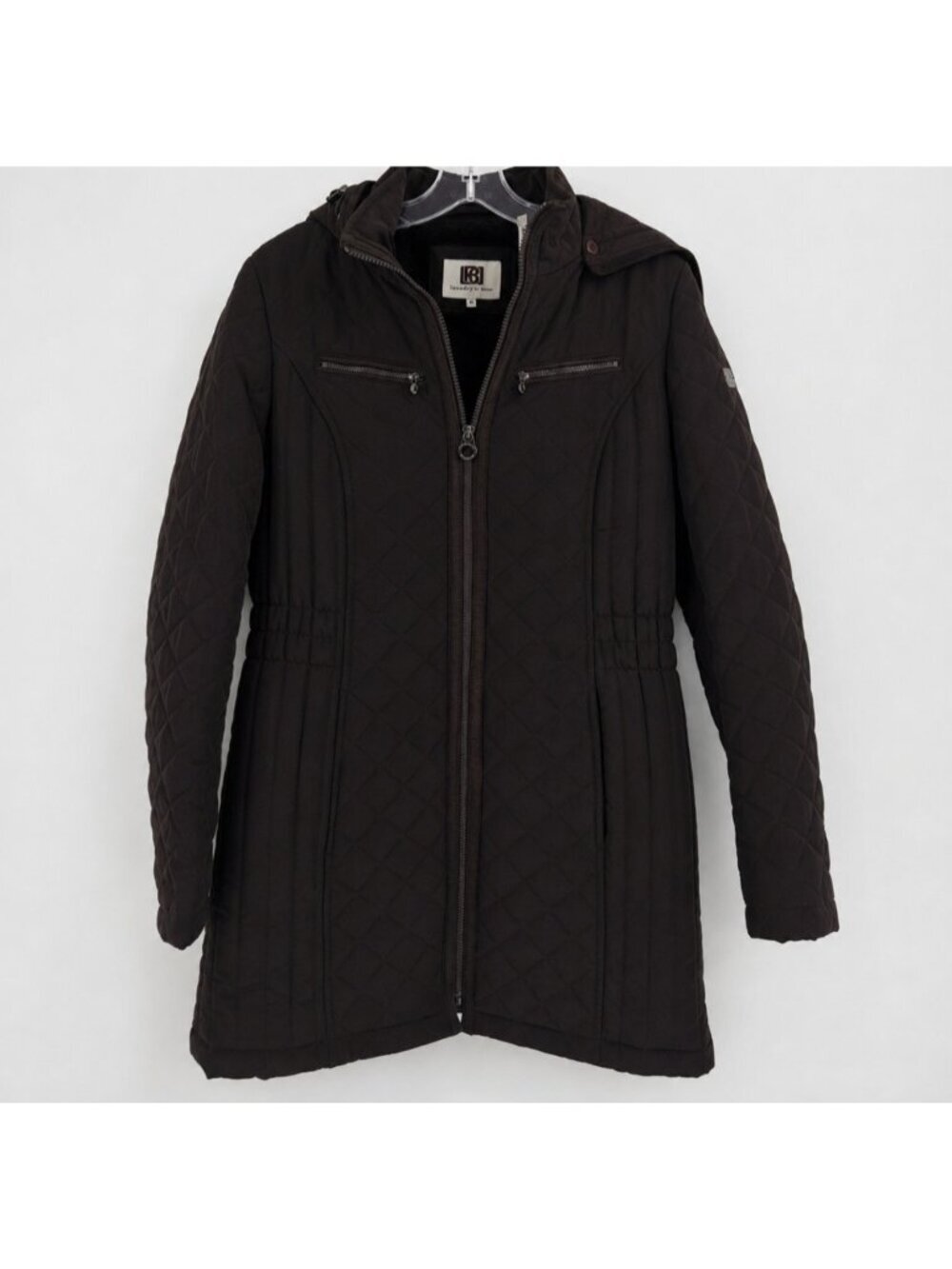Laundry by Design Womens Medium Quilted Hooded Fleece Lined Coat M